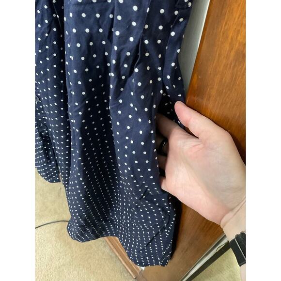 Ellos Sandy Button Shirt Dress Fit & Flare Navy/White Polka Dots Size 5X Plus - Picture 6 of 11